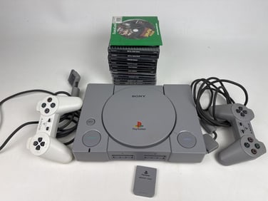 Sony PlayStation 1 with 2 controllers 9 Games Untested. No AC Adapter or AV Cables.
