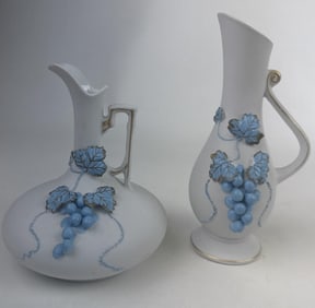 Lefton Blue Grape Pitchers Lot of 2 No cracks or chips.
