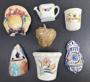 Vintage Ceramic Wall Vase Lot of 6 good condition no cracks