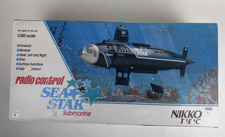 Vintage Rare Nikko Sea Star Submarine Sub RC Radio Control 1/250