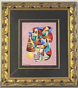 Anatole Krasnyansky Signed Art Print Constellation Framed & Matted, viewable image 10.5" x 13.5",