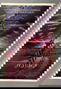 Vintage Dune 1984 Theatrical Movie Poster One sheet movie poster Folded 27 x 41 inches in size.: One sheet movie poster Folded 27 x 41 inches in size. Directed by David Lynch. From closed movie theater collection, no holes or tears. Some edge wear