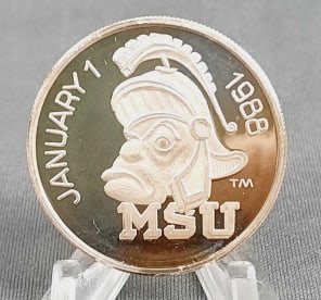 1988 MSU Rose Bowl 1 Troy Oz .999 Fine Silver Coin 0692