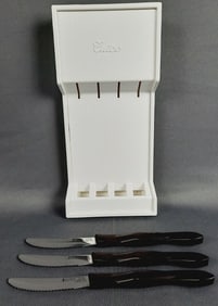Set of 3 Cutco 1759 Table Knives & Tray Holder Please see images for details regarding the