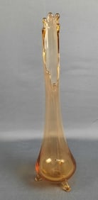 Vintage Amber Swung Glass Vase Please see images for details regarding the condition.