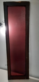 Antique Wooden Framed Stained Glass Panel Measures 46 x 14 x 1.5 inches in size, purple colored