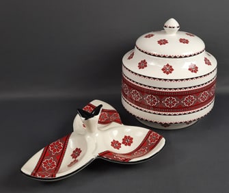 Ukranian Ceramics Lidded Dish Serving Dishes Please see images for details regarding the condition.