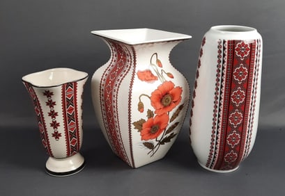 Vintage Ukranian Folk Art Pottery Vases Please see images for details regarding the condition.