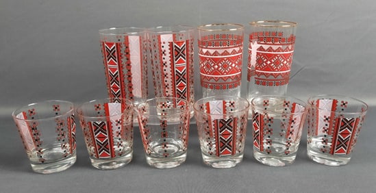 10 Vintage Ukrainian Art Glass  Tumblers Made in