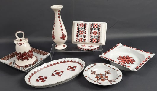 Vintage Assorted Ukrainian Art Pieces Bud Vase Bell Ashtrays (1 of 20)