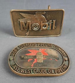Vintage Brass Mobil Belt Buckles Two Mobil Gas brass belt buckles. Please see images for details