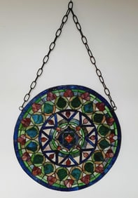 Stained Glass Tiffany Style Round Hanging Decor Circular stained glass wall