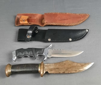 Two Knives Saburo Japan 440 & Green Beret Handmade Japanese knife and Commemorative Green Beret