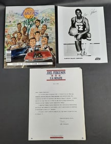 Magic Johnson Signed 1993-94 LA Lakers Book Official Team Yearbook & Autographed Picture