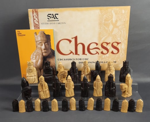 Studio Anne Carlton Chess Set Isle of Lewis & Box Chess piece set, no board included. Few small (1 of 19)