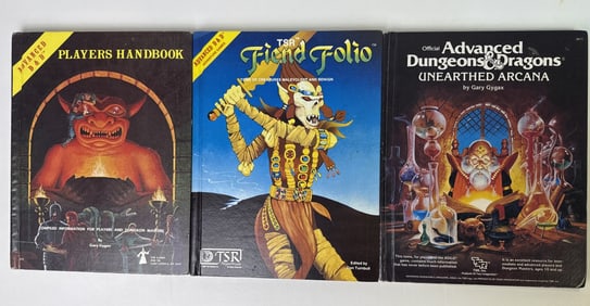 Vintage TSR Advanced Dungeons & Dragons Book Lot Players Handbook Fiend Folio Unearthed