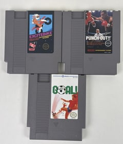 NES Game Lot Mike Tyson?s Punch-Out Excitebike Goal Tested All three tested and working.