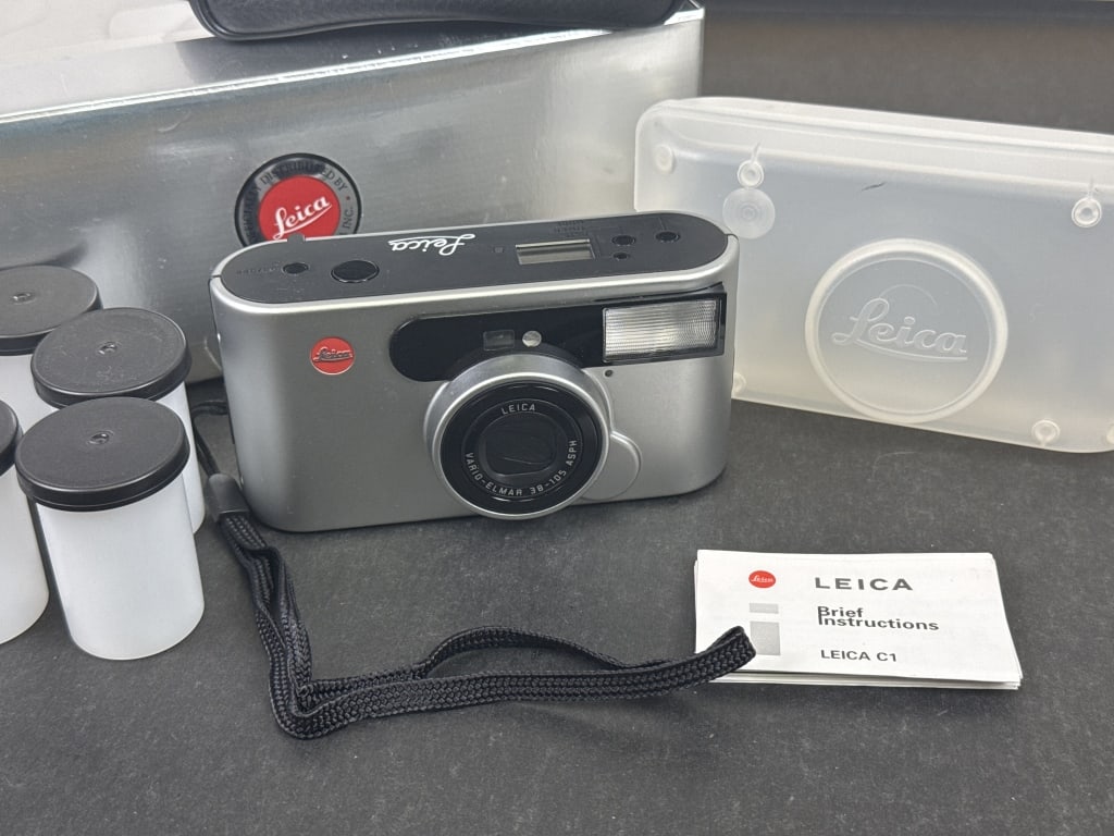 Leica C1 Point and Shoot 35mm Camera Includes box, hard case, soft case and film cans. Untested. No (1 of 6)