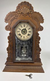 Ansonia Clock Company Oak Shelf Clock Works!