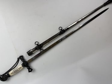 Ornate Masonic Knights Templar Silver Sword E A  ARMSTRONG  Detroit
