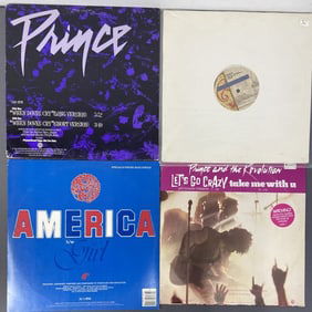 4 Prince 12 Inch Single Vinyl Records Let's Go Crazy & Take Me With You b/w Erotic City, Warner