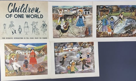 Children of One World Prints by Roser Agell Four print portfolio of prints by Roser Agell of