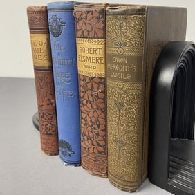 Antique Victorian Binding Books Set of Four Four 19th century books with Victorian gold flash