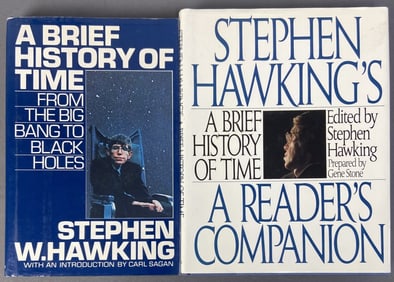 Stephen Hawking Hardcover Books Set of Two A Brief History of Time From the Big Bang to Black Holes.