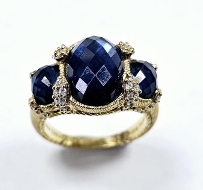 Judith Ripka Gold Clad Sterling Quartz Ring Ring weighs 9.9 Grams Size 9 (1 of 7)