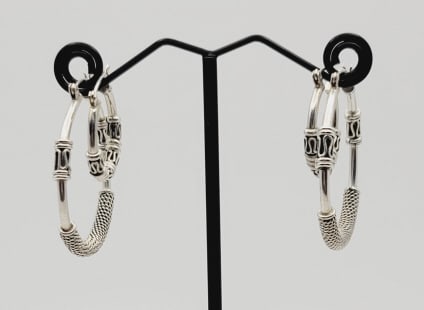 BA Sterling Silver Scroll Earrings Set Large Pair of Earrings Weigh 11.8 Grams (1 of 4)