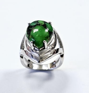 Sterling Silver Green Turquoise Ring Ring weighs 7.5 Grams Size 6 (1 of 9)