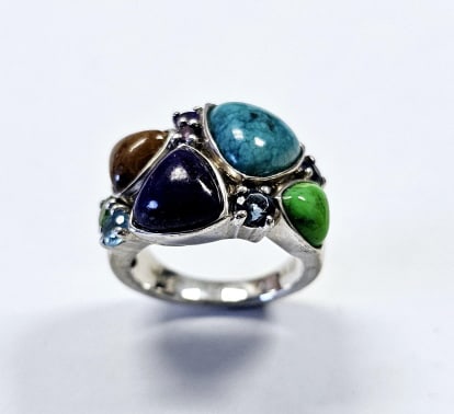 Sterling Silver Natural Gemstone Ring Ring weighs 7.6 Grams Size 6 (1 of 8)