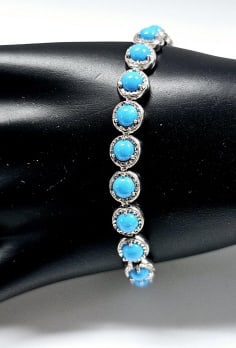 Sterling Silver Turquoise Link Bracelet Bracelet weighs 14.9 Grams (1 of 9)