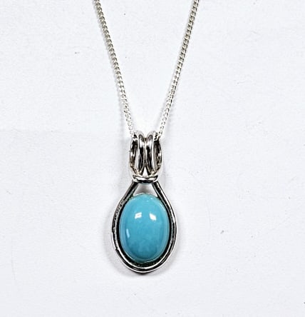 Sterling Silver Turquoise Drop Necklace Necklace weighs 6.0 Grams Measures 24": Necklace weighs 6.0 Grams Measures 24"