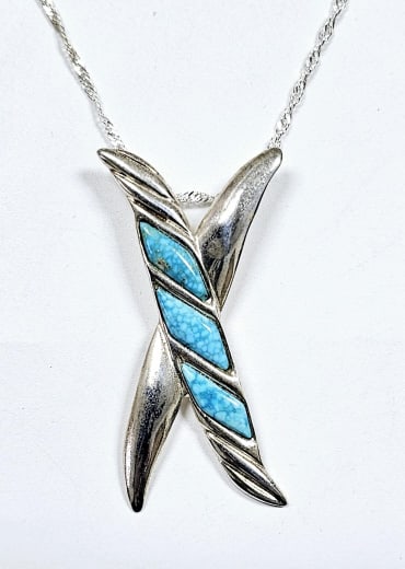Jay King Sterling Silver Turquoise X Necklace Necklace weighs 12.4 Grams Measures 28": Necklace weighs 12.4 Grams Measures 28"