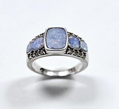 Sterling Silver Blue Opal Ring Ring weighs 5.0 Grams Size 6 (1 of 7)