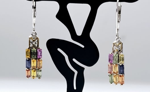 Sterling Silver Multi Gemstone Earrings Earrings weigh 4.0 Grams (1 of 6)