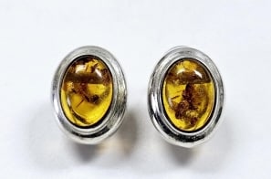 Sterling Silver Baltic Honey Amber Earrings Earrings weigh 9.5 Grams: Earrings weigh 9.5 Grams