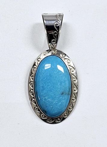 Jay King Sterling Silver Turquoise Scroll Pendant Pendant weighs 14.0 Grams: Pendant weighs 14.0 Grams