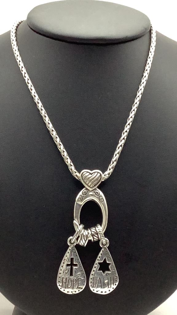 Sterling Plated Brighton Add Charms Necklace Necklace length is 17".: Necklace length is 17".
