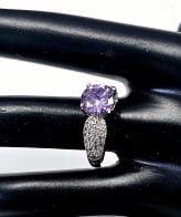 Sterling Silver Amethyst & White Sapphire Ring Size 8 Ring weighs 3.8 Grams (1 of 7)