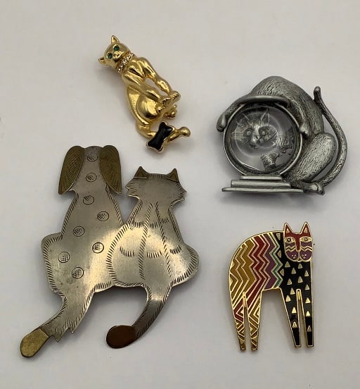 Lot of Cats & One Dog Pins Including Laurel Burch & JJ Jonette: & JJ Jonette