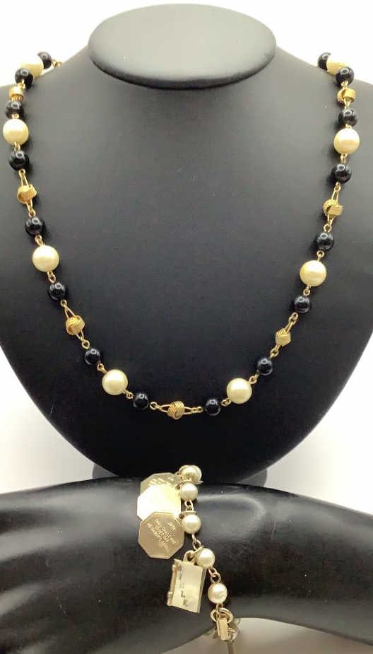 Trifari Pearl Bead Gold Tone Necklace & Gold Tone & Pearl 10 Commandments Bracelet (1 of 6)