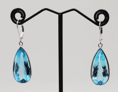 BBJ Sterling Silver Blue Topaz Earrings Earrings Weigh 10.4 Grams (1 of 4)