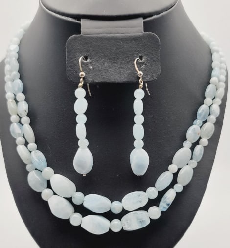 Jay King Sterling Silver Aquamarine Set Necklace Measures 19": Necklace Measures 19" Necklace Weighs 55.7 Grams Earrings Weigh 8.7 Grams
