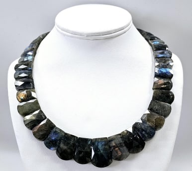 Jay King Sterling Silver Labradorite Necklace Necklace weighs 95 Grams Measures 18": Necklace weighs 95 GramsMeasures 18"