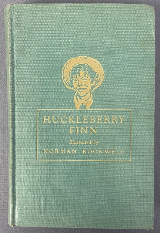 Huckleberry Finn Book Illus. Norman Rockwell The Adventures of Huckleberry Finn by Mark Twain: The Adventures of Huckleberry Finn by Mark Twain (Samuel Clemens), illustrated by Norman Rockwell. Published by The Heritage Press, 1940. Missing dust jacket, some wear to the corners of the boards.