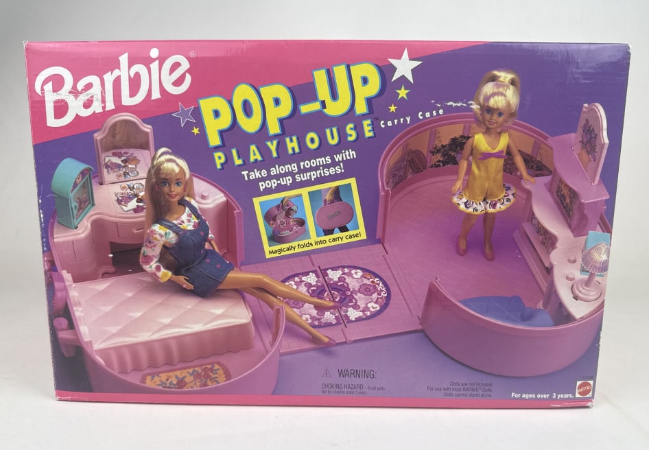 Vintage Barbie Pop-Up Playhouse Carry Case With box.electronics untested. Missing some stickers. See: With box.electronics untested. Missing some stickers. See photos for contents and condition details.