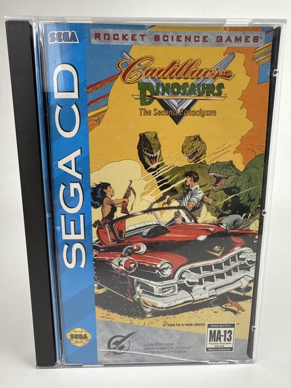 Sega CD Cadillacs and Dinosaurs Game Untested. Includes manual with registration card and Rocket: Untested. Includes manual with registration card and Rocket Science catalog. Crack in case. See photos for contents and condition details.