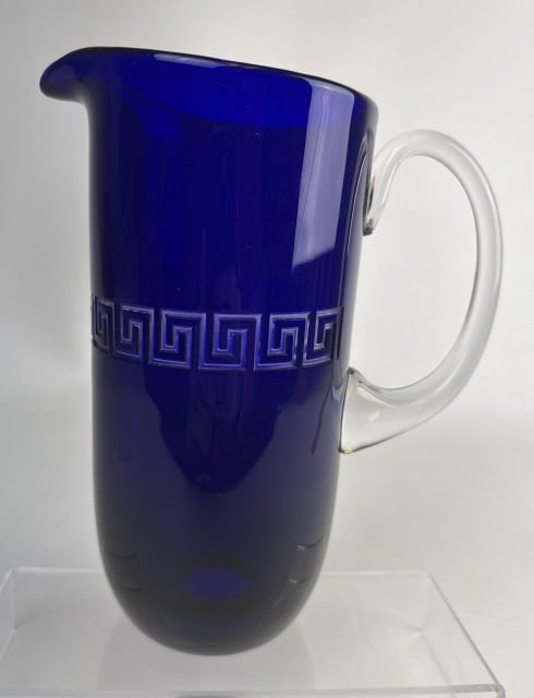 Rosenthal Versace Cobalt Blue Greek Pitcher No cracks or chips.: No cracks or chips.